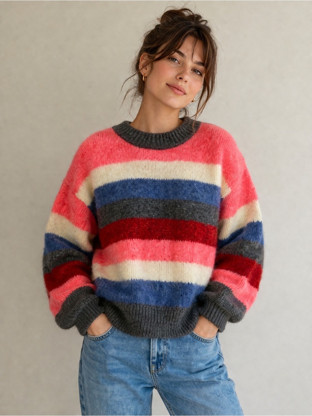 Zara colorful striped knit sweater m